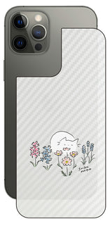 iPhone 12 Pro Max用 【コラボ プリント Design by すいかねこ 003 】 カーボン調 背面 保護 フィルム 日本製