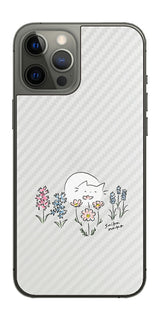 iPhone 12 Pro Max用 【コラボ プリント Design by すいかねこ 003 】 カーボン調 背面 保護 フィルム 日本製