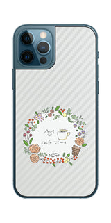 iPhone 12 Pro / iPhone 12用 【コラボ プリント Design by すいかねこ 008 】 カーボン調 背面 保護 フィルム 日本製