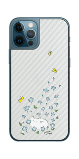 iPhone 12 Pro / iPhone 12用 【コラボ プリント Design by すいかねこ 010 】 カーボン調 背面 保護 フィルム 日本製