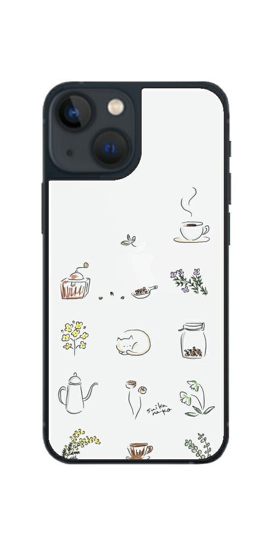 iPhone 13 mini用 【コラボ プリント Design by すいかねこ 001 】 背面 保護 フィルム 日本製