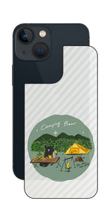 iPhone 13 mini用 【コラボ プリント Design by すいかねこ 005 】 カーボン調 背面 保護 フィルム 日本製
