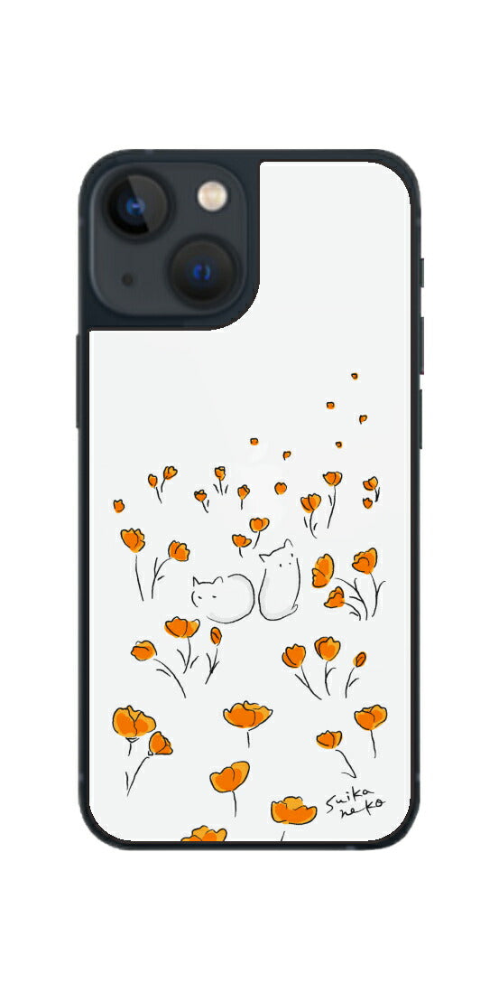 iPhone 13 mini用 【コラボ プリント Design by すいかねこ 006 】 背面 保護 フィルム 日本製