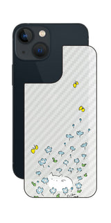 iPhone 13 mini用 【コラボ プリント Design by すいかねこ 010 】 カーボン調 背面 保護 フィルム 日本製
