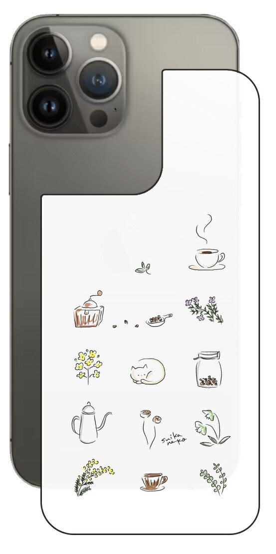 iPhone 13 Pro Max用 【コラボ プリント Design by すいかねこ 001 】 背面 保護 フィルム 日本製