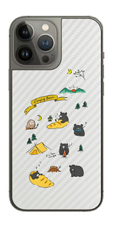 iPhone 13 Pro Max用 【コラボ プリント Design by すいかねこ 004 】 カーボン調 背面 保護 フィルム 日本製