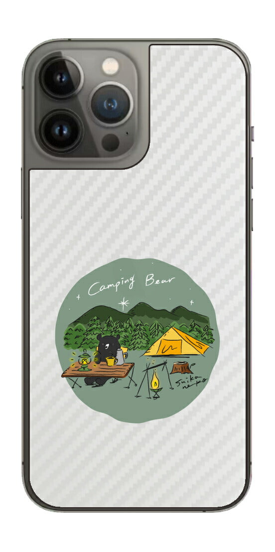 iPhone 13 Pro Max用 【コラボ プリント Design by すいかねこ 005 】 カーボン調 背面 保護 フィルム 日本製