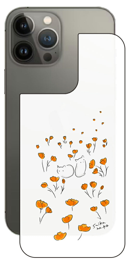 iPhone 13 Pro Max用 【コラボ プリント Design by すいかねこ 006 】 背面 保護 フィルム 日本製