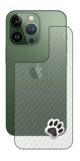 iPhone 13 Pro / iPhone 13用 カーボン調 肉球 イラスト プリント 背面保護フィルム 日本製 [なんちゃって ぷくぷく ホワイト/ブラック]