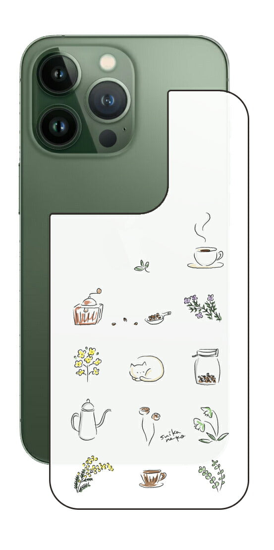 iPhone 13 Pro / iPhone 13用 【コラボ プリント Design by すいかねこ 001 】 背面 保護 フィルム 日本製