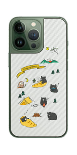 iPhone 13 Pro / iPhone 13用 【コラボ プリント Design by すいかねこ 004 】 カーボン調 背面 保護 フィルム 日本製