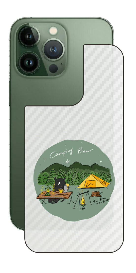 iPhone 13 Pro / iPhone 13用 【コラボ プリント Design by すいかねこ 005 】 カーボン調 背面 保護 フィルム 日本製
