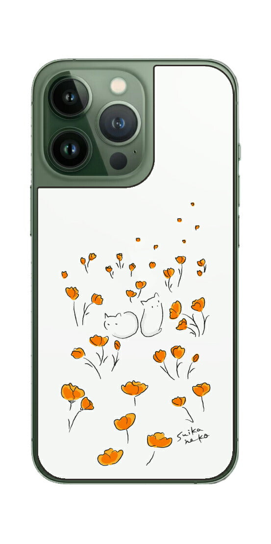 iPhone 13 Pro / iPhone 13用 【コラボ プリント Design by すいかねこ 006 】 背面 保護 フィルム 日本製