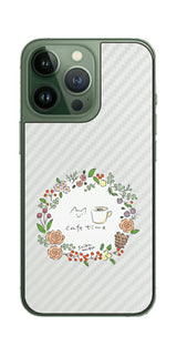 iPhone 13 Pro / iPhone 13用 【コラボ プリント Design by すいかねこ 008 】 カーボン調 背面 保護 フィルム 日本製
