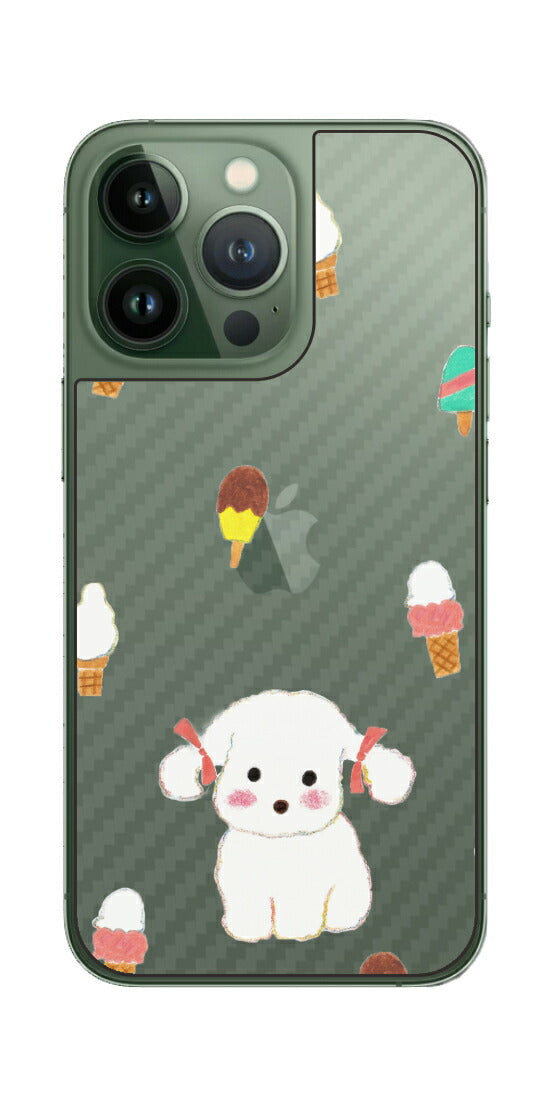 iPhone 13 Pro / iPhone 13用 【コラボ プリント Design by よこお さとみ 002】 カーボン調 背面 保護 フィルム 日本製