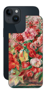 iPhone 14用 背面 保護 フィルム 名画 プリント ルノワール 花々のバスケット（ ピエール＝オーギュスト・ルノワール Pierre-Auguste Renoir ）