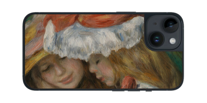 iPhone 14用 背面 保護 フィルム 名画 プリント ルノワール 読書する二人の少女（ ピエール＝オーギュスト・ルノワール Pierre-Auguste Renoir ）