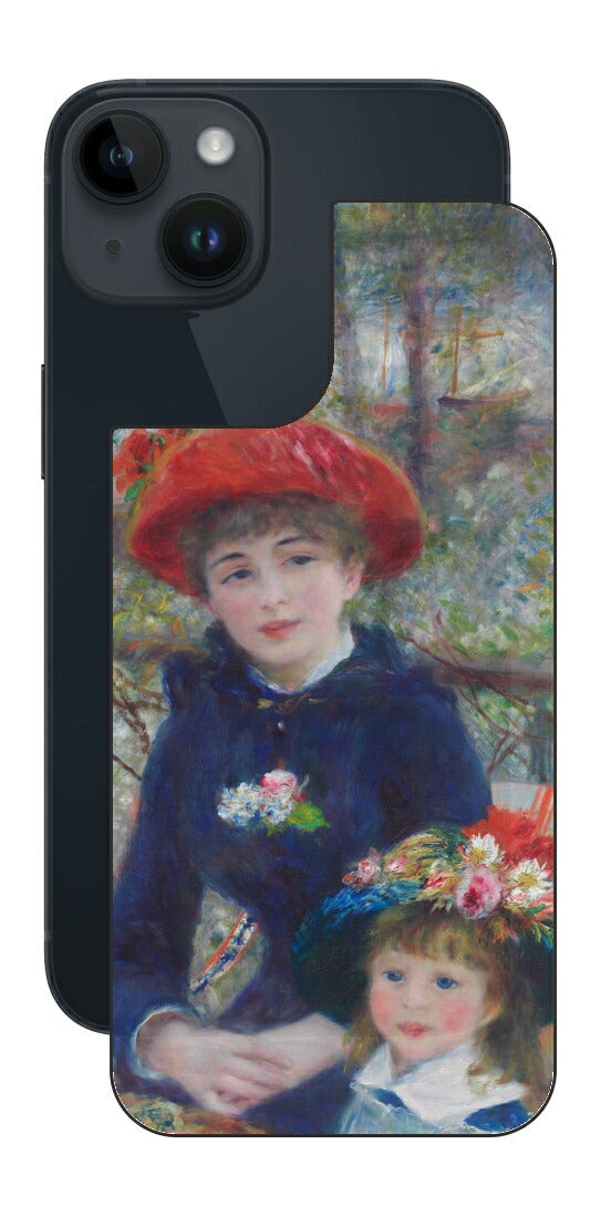 iPhone 14用 背面 保護 フィルム 名画 プリント ルノワール 二人の姉妹（ ピエール＝オーギュスト・ルノワール Pierre-Auguste Renoir ）