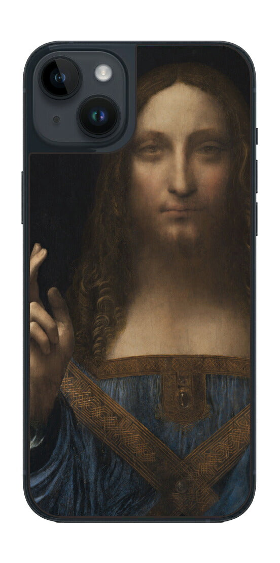 iPhone 14 plus用 背面 保護 フィルム 名画 プリント ダ・ヴィンチ サルバトール・ムンディ（ レオナルド・ダ・ヴィンチ Leonardo da Vinci ）