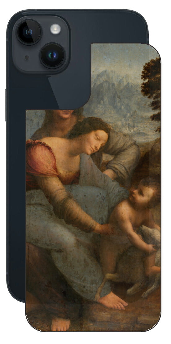 iPhone 14 plus用 背面 保護 フィルム 名画 プリント ダ・ヴィンチ 聖アンナと聖母子（ レオナルド・ダ・ヴィンチ Leonardo da Vinci ）