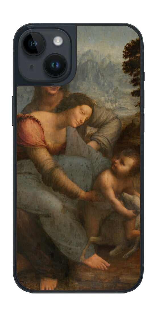 iPhone 14 plus用 背面 保護 フィルム 名画 プリント ダ・ヴィンチ 聖アンナと聖母子（ レオナルド・ダ・ヴィンチ Leonardo da Vinci ）
