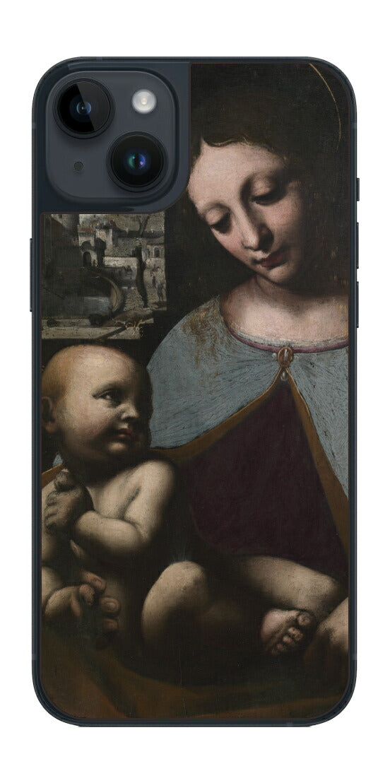 iPhone 14 plus用 背面 保護 フィルム 名画 プリント ダ・ヴィンチ 聖母子（ レオナルド・ダ・ヴィンチ Leonardo da Vinci ）