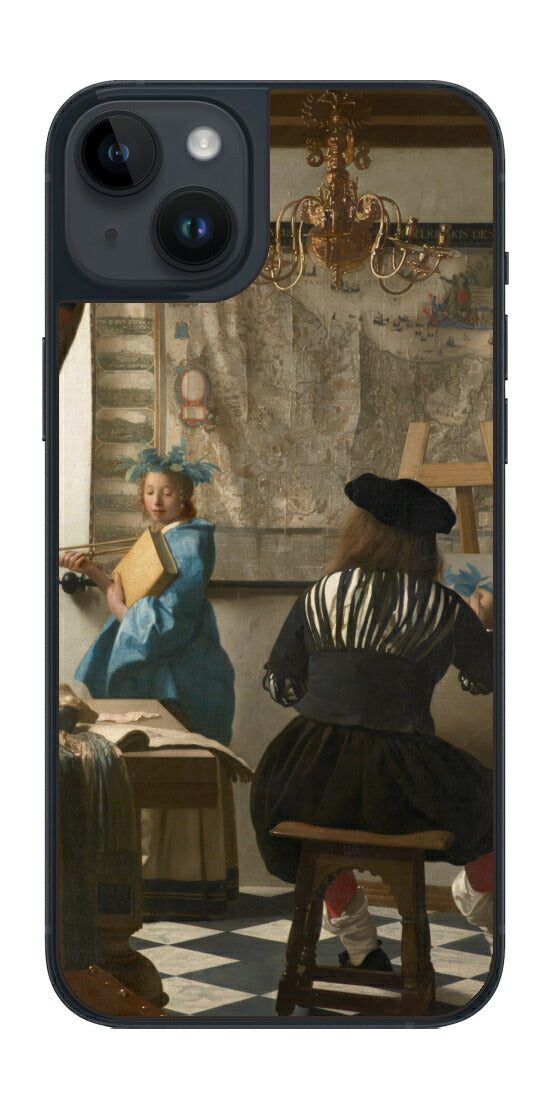 iPhone 14 plus用 背面 保護 フィルム 名画 プリント フェルメール 絵画の芸術 （ ヨハネス・フェルメール Johannes Vermeer ）
