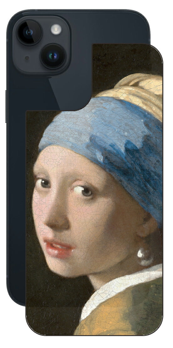 iPhone 14 plus用 背面 保護 フィルム 名画 プリント フェルメール 真珠の耳飾りの少女 （ ヨハネス・フェルメール Johannes Vermeer ）