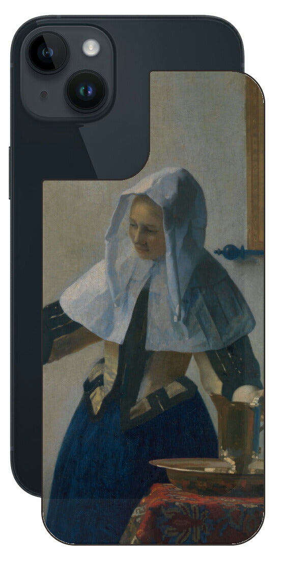 iPhone 14 plus用 背面 保護 フィルム 名画 プリント フェルメール 水差しを持つ若い女性 （ ヨハネス・フェルメール Johannes Vermeer ）