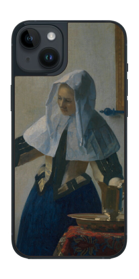 iPhone 14 plus用 背面 保護 フィルム 名画 プリント フェルメール 水差しを持つ若い女性 （ ヨハネス・フェルメール Johannes Vermeer ）