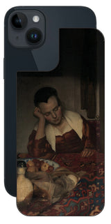 iPhone 14 plus用 背面 保護 フィルム 名画 プリント フェルメール 眠っているメイド （ ヨハネス・フェルメール Johannes Vermeer ）
