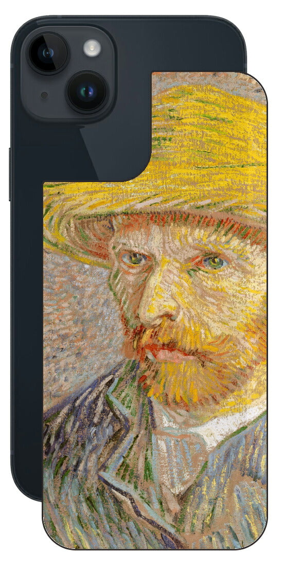 iPhone 14 plus用 背面 保護 フィルム 名画 プリント ゴッホ 麦わらの自画像（ フィンセント ファン ゴッホ Vincent Willem van Gogh ）