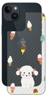 iPhone 14 plus用 【コラボ プリント Design by よこお さとみ 002】 カーボン調 背面 保護 フィルム 日本製
