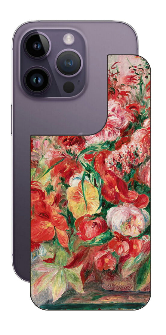 iPhone 14 pro用 背面 保護 フィルム 名画 プリント ルノワール 花々のバスケット（ ピエール＝オーギュスト・ルノワール Pierre-Auguste Renoir ）