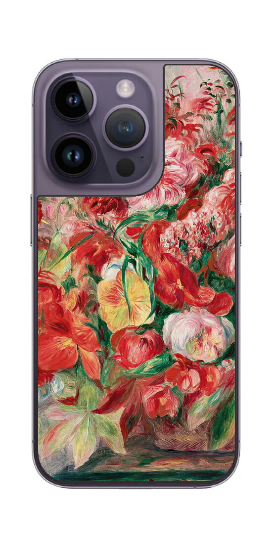 iPhone 14 pro用 背面 保護 フィルム 名画 プリント ルノワール 花々のバスケット（ ピエール＝オーギュスト・ルノワール Pierre-Auguste Renoir ）