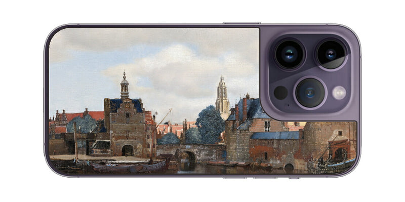 iPhone 14 pro用 背面 保護 フィルム 名画 プリント フェルメール デルフトの眺望 （ ヨハネス・フェルメール Johannes Vermeer ）