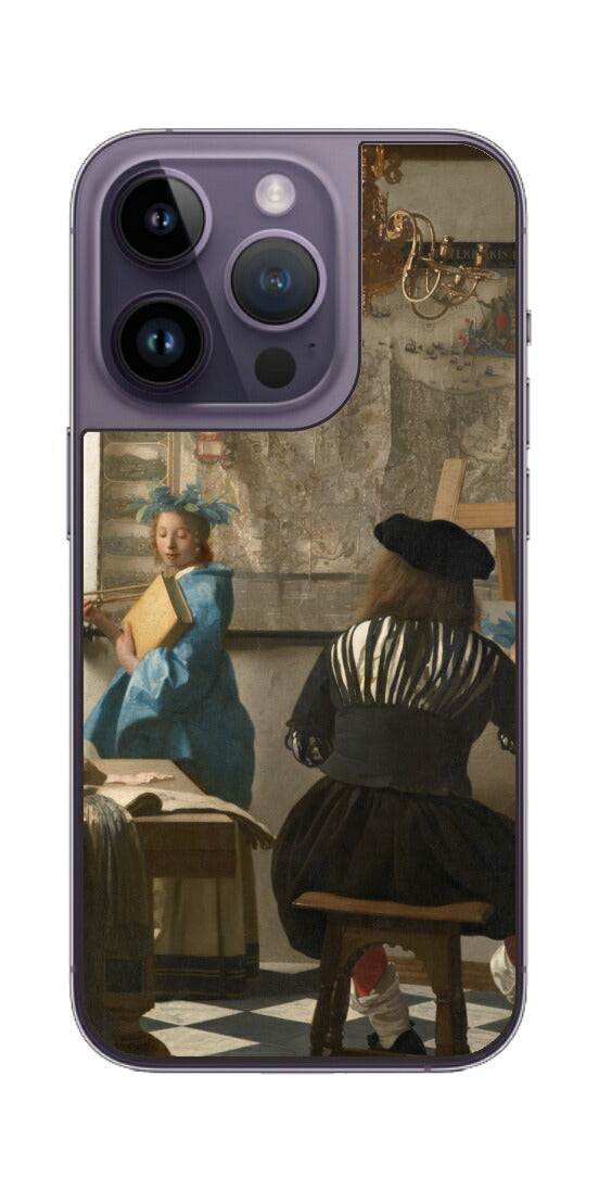 iPhone 14 pro用 背面 保護 フィルム 名画 プリント フェルメール 絵画の芸術 （ ヨハネス・フェルメール Johannes Vermeer ）