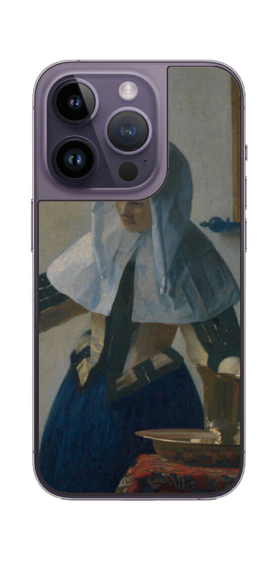 iPhone 14 pro用 背面 保護 フィルム 名画 プリント フェルメール 水差しを持つ若い女性 （ ヨハネス・フェルメール Johannes Vermeer ）