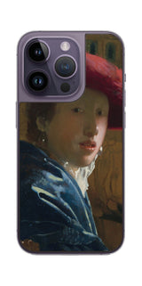 iPhone 14 pro用 背面 保護 フィルム 名画 プリント フェルメール 赤い帽子の少女 （ ヨハネス・フェルメール Johannes Vermeer ）