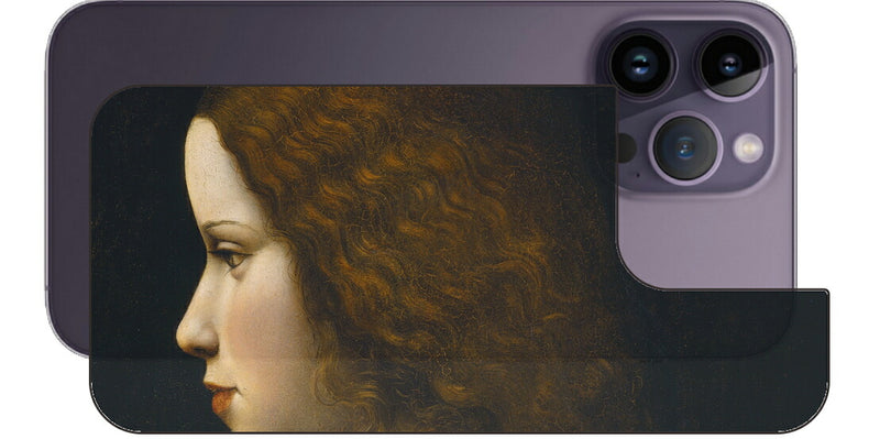 iPhone 14 pro Max用 背面 保護 フィルム 名画 プリント ダ・ヴィンチ 若い女性の肖像（ レオナルド・ダ・ヴィンチ Leonardo da Vinci ）