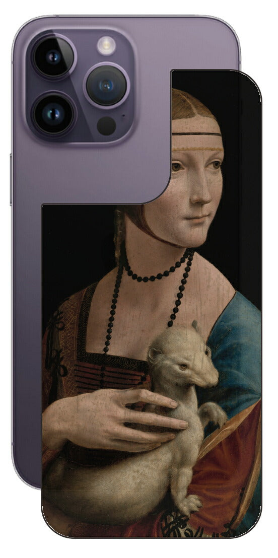iPhone 14 pro Max用 背面 保護 フィルム 名画 プリント ダ・ヴィンチ 白貂を抱く貴婦人（ レオナルド・ダ・ヴィンチ Leonardo da Vinci ）