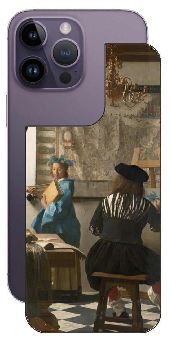 iPhone 14 pro Max用 背面 保護 フィルム 名画 プリント フェルメール 絵画の芸術 （ ヨハネス・フェルメール Johannes Vermeer ）