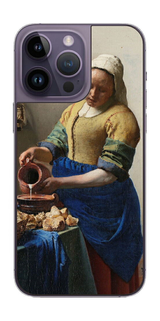 iPhone 14 pro Max用 背面 保護 フィルム 名画 プリント フェルメール 牛乳を注ぐ女 （ ヨハネス・フェルメール Johannes Vermeer ）
