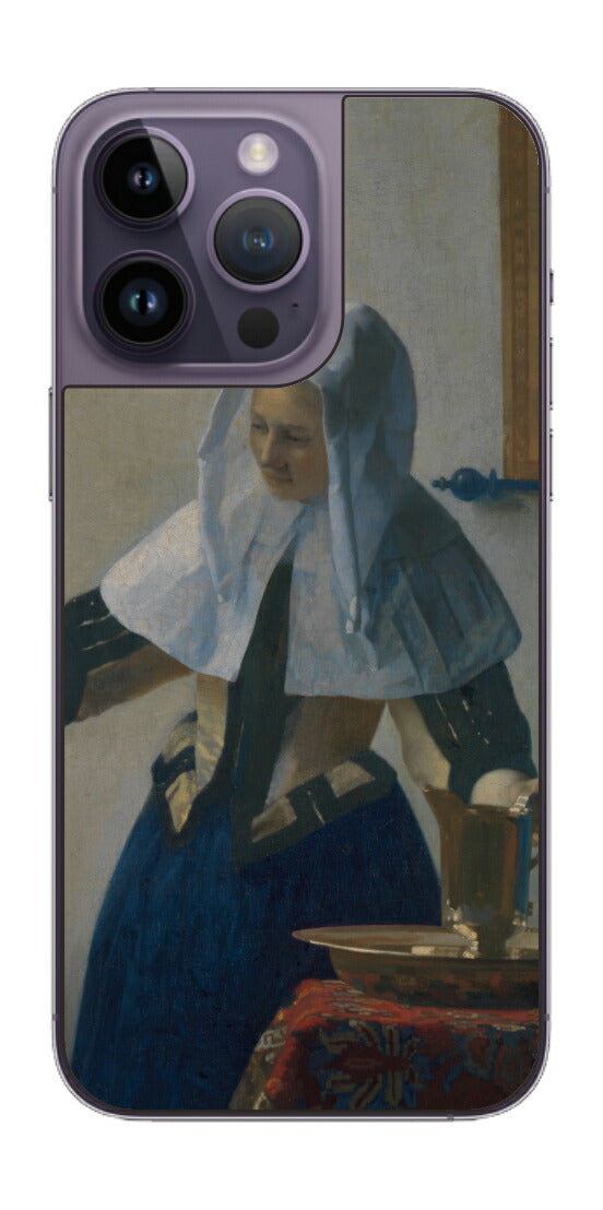 iPhone 14 pro Max用 背面 保護 フィルム 名画 プリント フェルメール 水差しを持つ若い女性 （ ヨハネス・フェルメール Johannes Vermeer ）