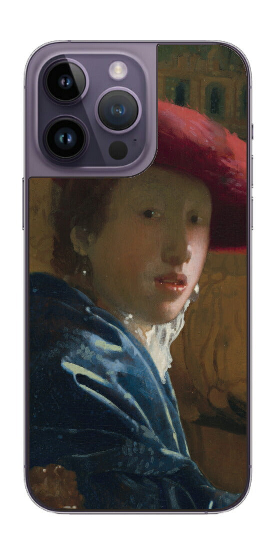 iPhone 14 pro Max用 背面 保護 フィルム 名画 プリント フェルメール 赤い帽子の少女 （ ヨハネス・フェルメール Johannes Vermeer ）
