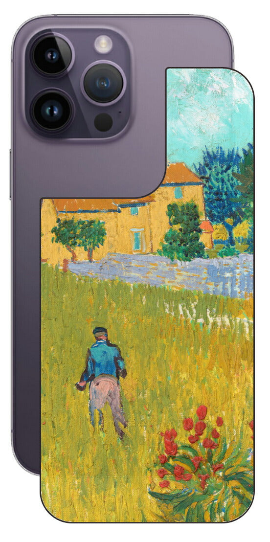 iPhone 14 pro Max用 背面 保護 フィルム 名画 プリント ゴッホ プロヴァンスの農家（ フィンセント ファン ゴッホ Vincent Willem van Gogh ）