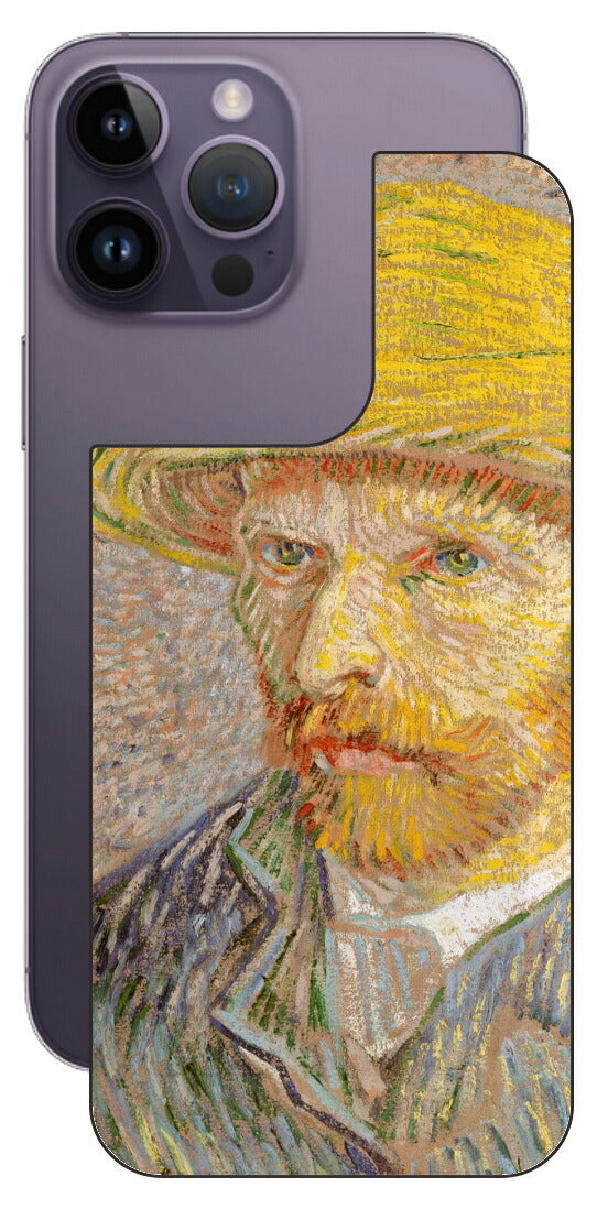 iPhone 14 pro Max用 背面 保護 フィルム 名画 プリント ゴッホ 麦わらの自画像（ フィンセント ファン ゴッホ Vincent Willem van Gogh ）