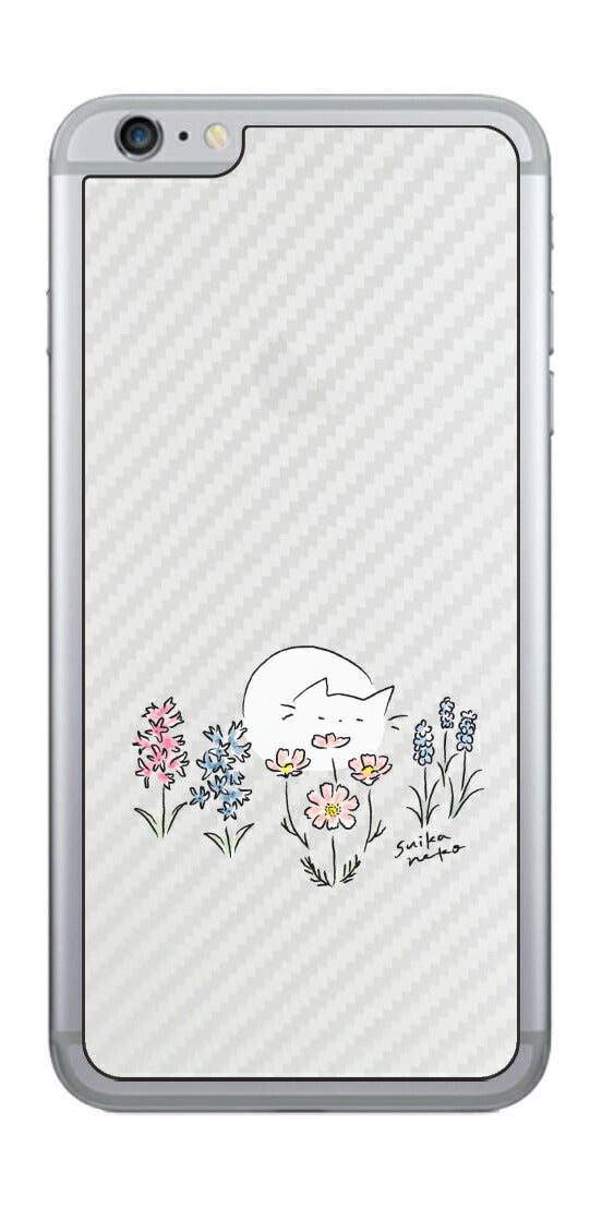 iPhone 6 Plus / 6s Plus用 【コラボ プリント Design by すいかねこ 003 】 カーボン調 背面 保護 フィルム 日本製