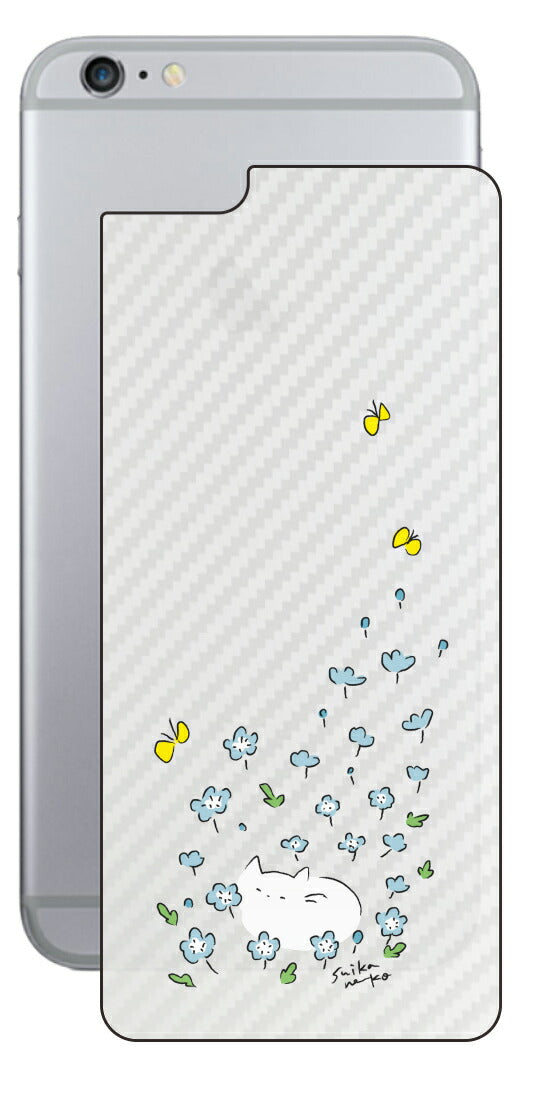 iPhone 6 Plus / 6s Plus用 【コラボ プリント Design by すいかねこ 010 】 カーボン調 背面 保護 フィルム 日本製