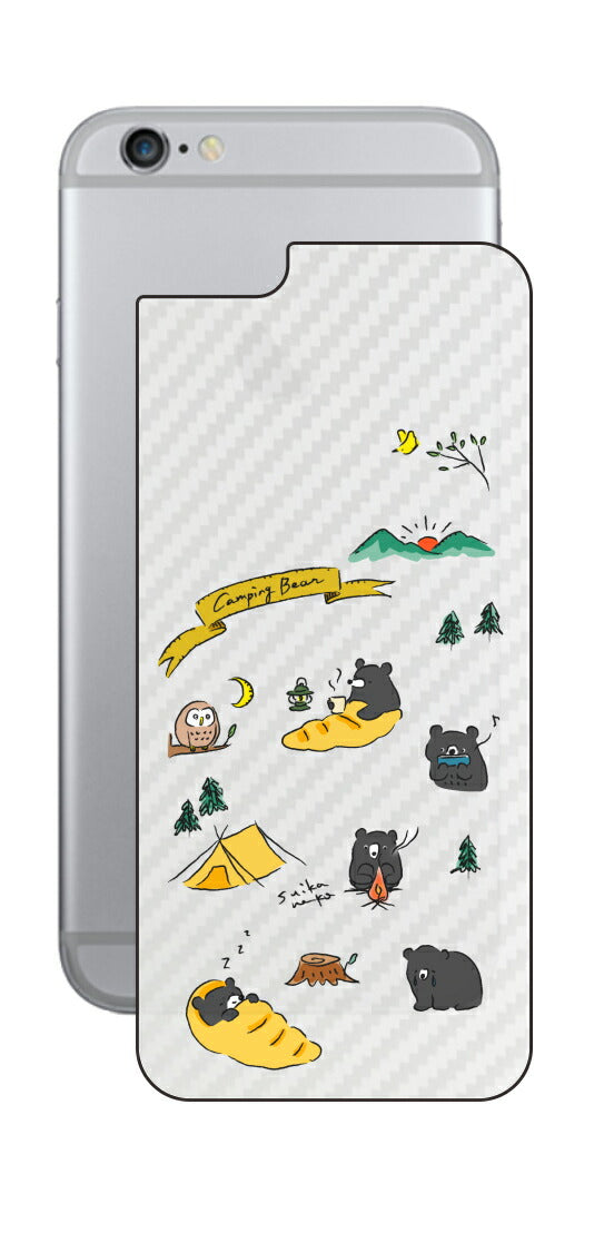 iPhone 6 / 6s用 【コラボ プリント Design by すいかねこ 004 】 カーボン調 背面 保護 フィルム 日本製